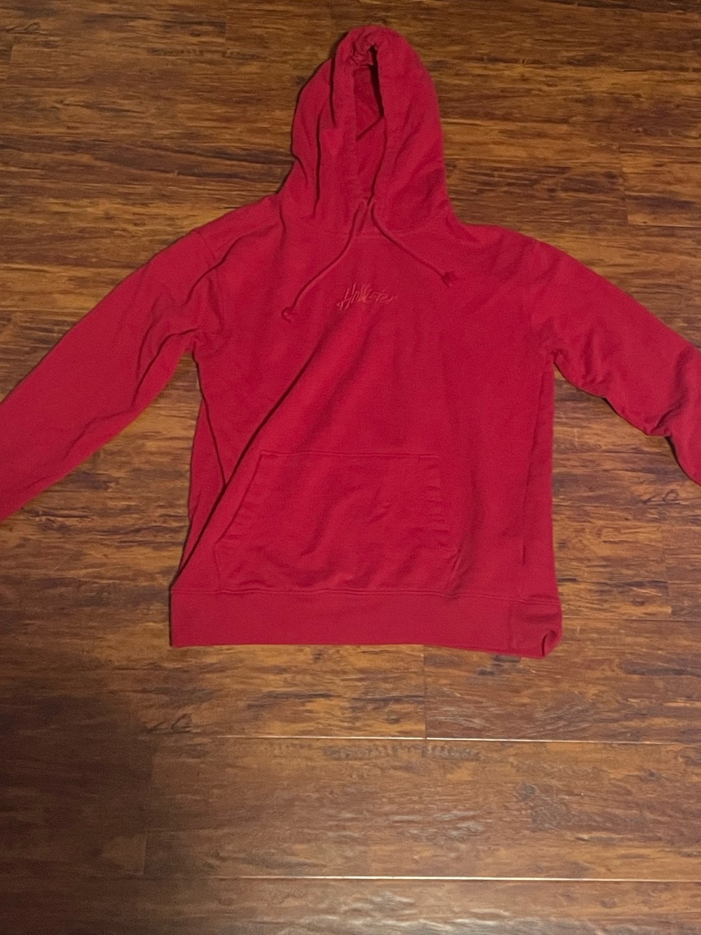 Hollister Bright Red Hoodie with Logo Tag on the front medium
